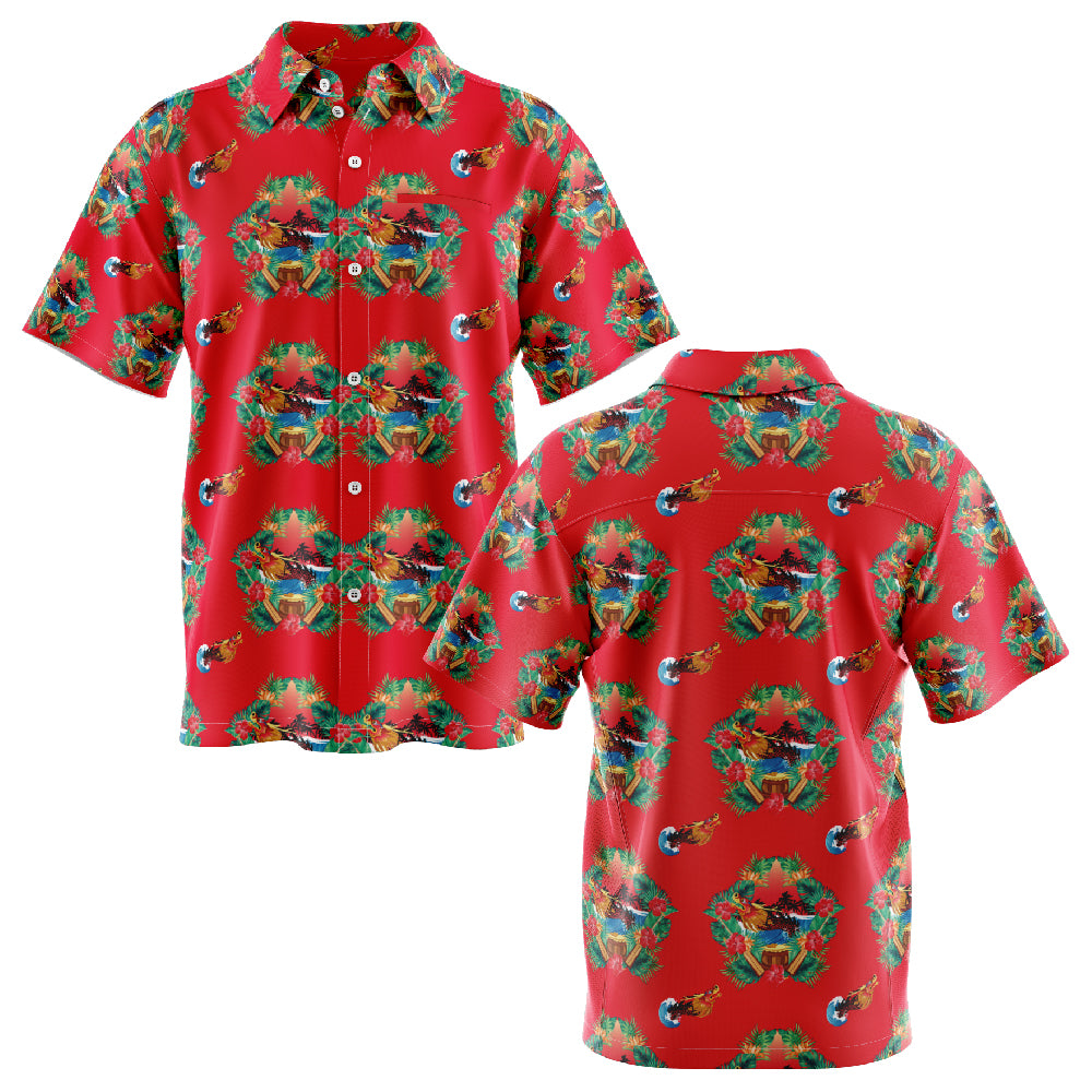 Hawaiian Dragon Boat Short Sleeve Shirt - Red or Blue